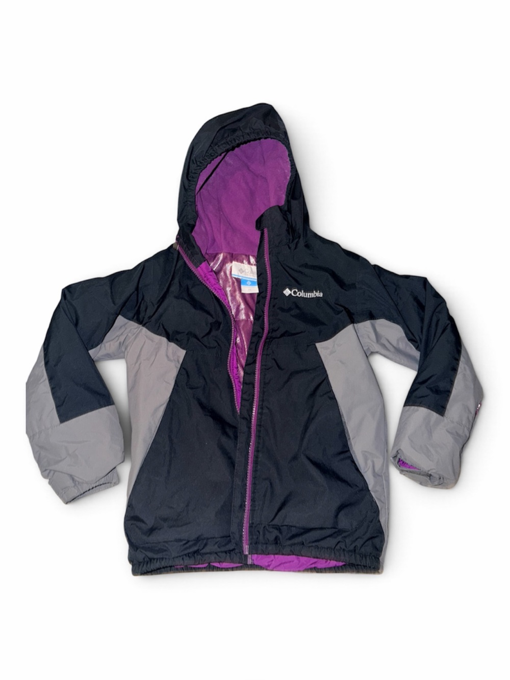 Columbia Girls Interchange Winter Jacket Black Gray Purple Size XS 6/6X